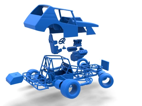 Vintage Northeast Dirt Modified stock car while turning Scale 1 to 25 3D Print Model