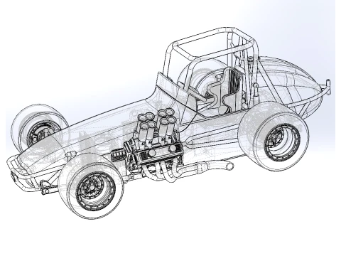 Vintage Pavement Sprint car Scale 1 to 25 3D Print Model