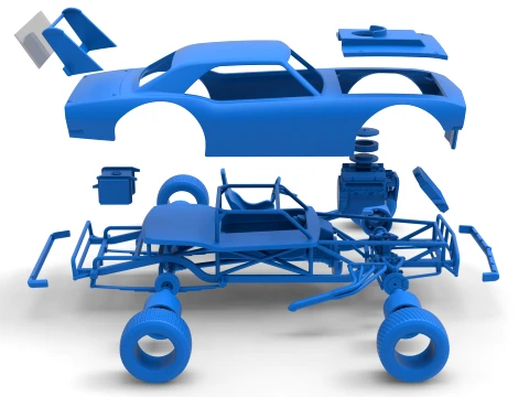 Vintage Semi-Late Model Stock Car Scale 1 to 25 3D Print Model