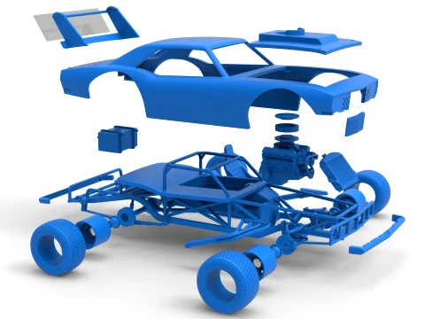 Vintage Semi-Late Model Stock Car Scale 1 to 25 3D Print Model