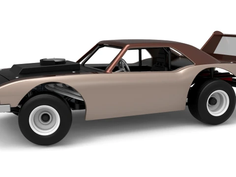 Vintage Semi-Late Model Stock Car while turning Scale 1 to 25 3D Print Model