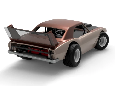 Vintage Semi-Late Model Stock Car while turning Scale 1 to 25 3D Print Model
