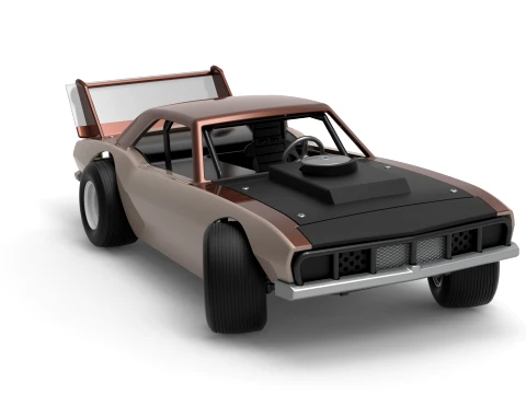 Vintage Semi-Late Model Stock Car while turning Scale 1 to 25 3D Print Model