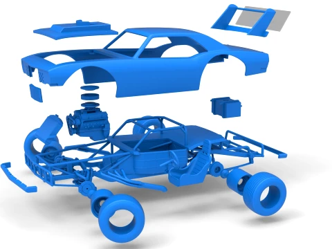 Vintage Semi-Late Model Stock Car while turning Scale 1 to 25 3D Print Model