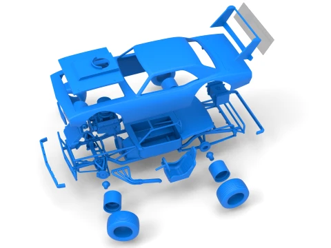 Vintage Semi-Late Model Stock Car while turning Scale 1 to 25 3D Print Model