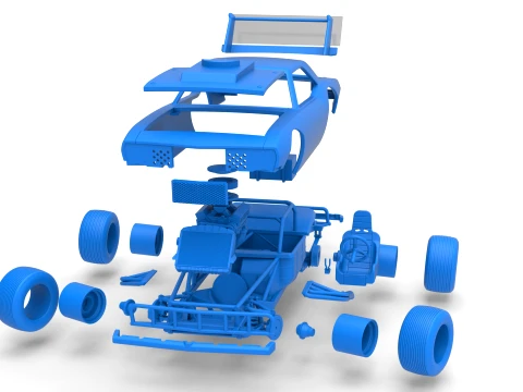 Vintage Semi-Late Model Stock Car while turning Scale 1 to 25 3D Print Model
