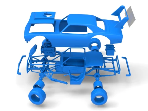 Vintage Semi-Late Model Stock Car while turning Scale 1 to 25 3D Print Model