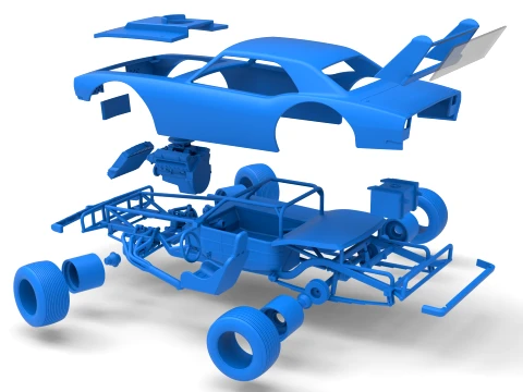 Vintage Semi-Late Model Stock Car while turning Scale 1 to 25 3D Print Model