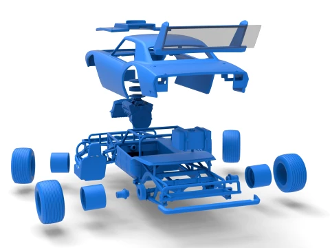 Vintage Semi-Late Model Stock Car while turning Scale 1 to 25 3D Print Model
