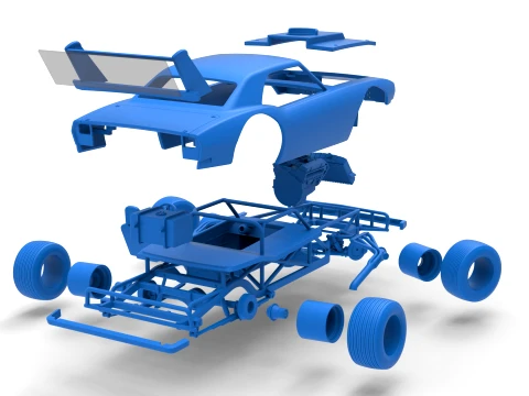 Vintage Semi-Late Model Stock Car while turning Scale 1 to 25 3D Print Model