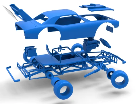 Vintage Semi-Late Model Stock Car while turning Scale 1 to 25 3D Print Model