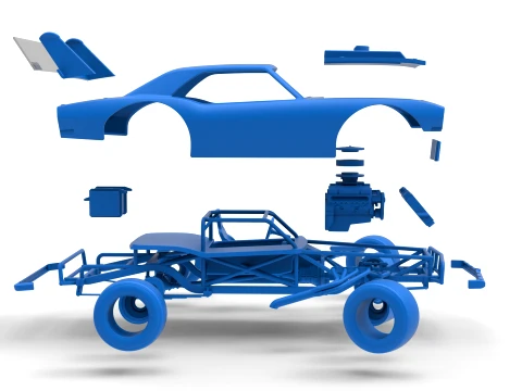 Vintage Semi-Late Model Stock Car while turning Scale 1 to 25 3D Print Model