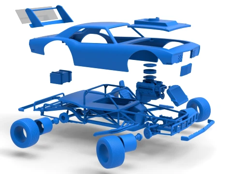 Vintage Semi-Late Model Stock Car while turning Scale 1 to 25 3D Print Model