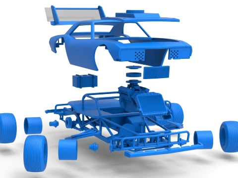 Vintage Semi-Late Model Stock Car while turning Scale 1 to 25 3D Print Model