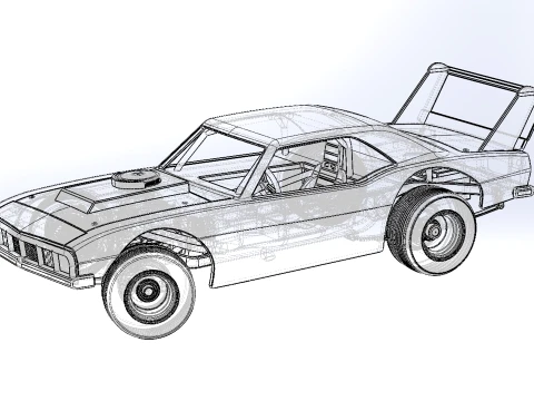 Vintage Semi-Late Model Stock Car while turning Scale 1 to 25 3D Print Model