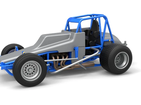 Vintage Sprint car Version 1 Scale 1 to 25 3D Print Model