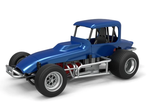 Vintage Sprint car Version 2 Scale 1 to 25 3D Print Model