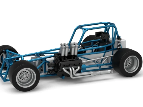 Vintage Supermodified stock car Base Version 3 Scale 1 to 25 3D Print Model