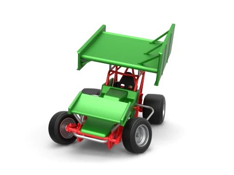 Vintage Winged Sprint car while turning Scale 1 to 25 3D Print Model