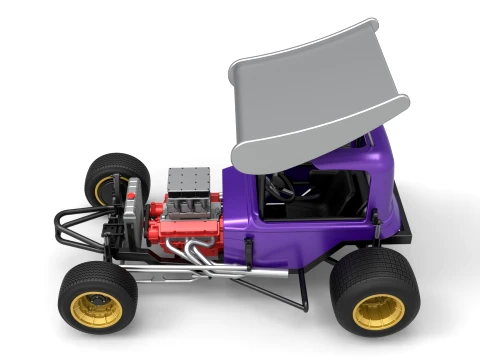 Vintage Winged Supermodified stock car for Dirt Version 1 Scale 1 to 25 3D Print Model