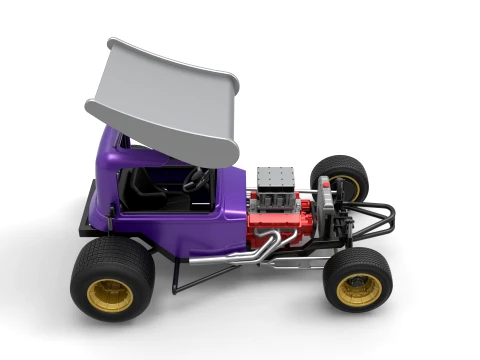 Vintage Winged Supermodified stock car for Dirt Version 1 Scale 1 to 25 3D Print Model