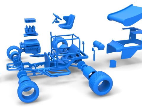 Vintage Winged Supermodified stock car for Dirt Version 1 Scale 1 to 25 3D Print Model