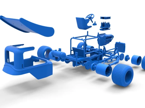Vintage Winged Supermodified stock car for Dirt Version 1 Scale 1 to 25 3D Print Model