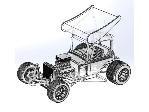 Vintage Winged Supermodified stock car for Dirt Version 1 Scale 1 to 25 3D Print Model