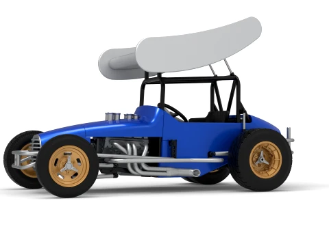 Vintage Winged Supermodified stock car for Dirt Version 2 Scale 1 to 25 3D Print Model