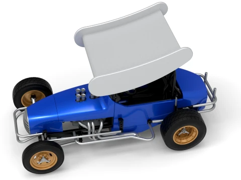 Vintage Winged Supermodified stock car for Dirt Version 2 Scale 1 to 25 3D Print Model
