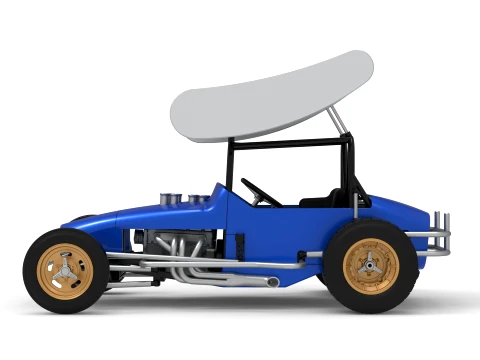 Vintage Winged Supermodified stock car for Dirt Version 2 Scale 1 to 25 3D Print Model