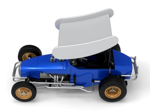 Vintage Winged Supermodified stock car for Dirt Version 2 Scale 1 to 25 3D Print Model
