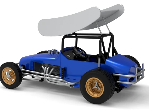 Vintage Winged Supermodified stock car for Dirt Version 2 Scale 1 to 25 3D Print Model