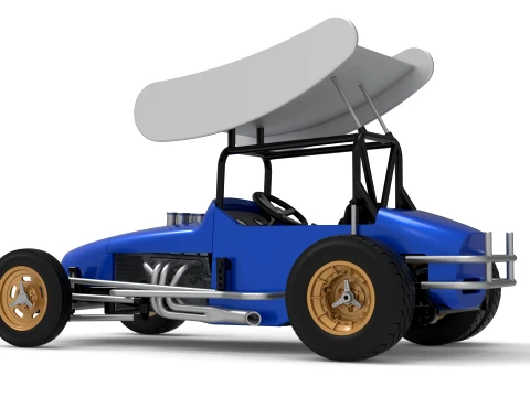 Vintage Winged Supermodified stock car for Dirt Version 2 Scale 1 to 25 3D Print Model