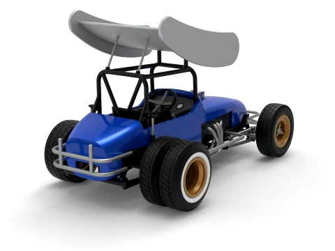 Vintage Winged Supermodified stock car for Dirt Version 2 Scale 1 to 25 3D Print Model