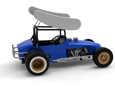 Vintage Winged Supermodified stock car for Dirt Version 2 Scale 1 to 25 3D Print Model