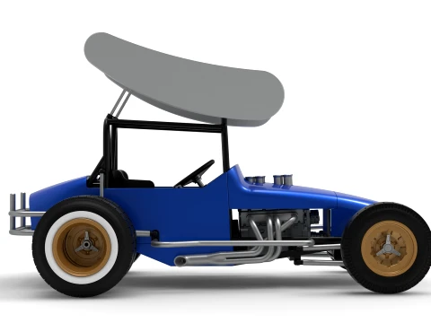 Vintage Winged Supermodified stock car for Dirt Version 2 Scale 1 to 25 3D Print Model