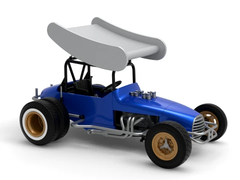 Vintage Winged Supermodified stock car for Dirt Version 2 Scale 1 to 25 3D Print Model