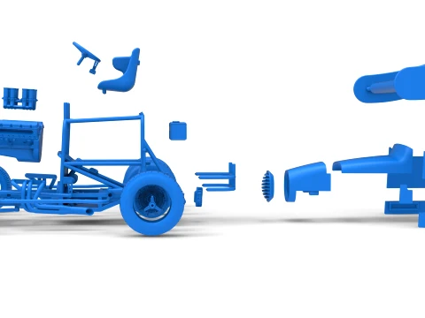 Vintage Winged Supermodified stock car for Dirt Version 2 Scale 1 to 25 3D Print Model