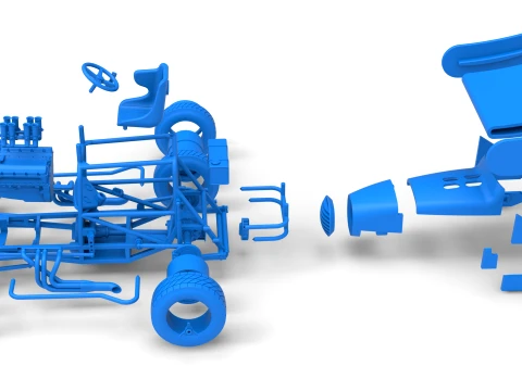 Vintage Winged Supermodified stock car for Dirt Version 2 Scale 1 to 25 3D Print Model