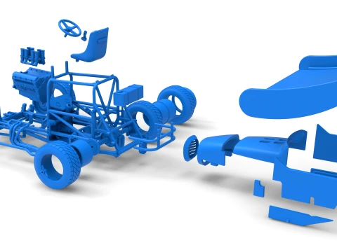 Vintage Winged Supermodified stock car for Dirt Version 2 Scale 1 to 25 3D Print Model