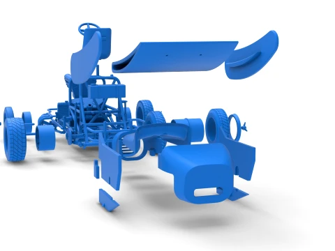 Vintage Winged Supermodified stock car for Dirt Version 2 Scale 1 to 25 3D Print Model