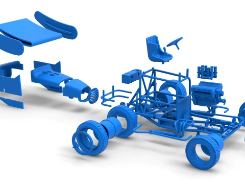 Vintage Winged Supermodified stock car for Dirt Version 2 Scale 1 to 25 3D Print Model