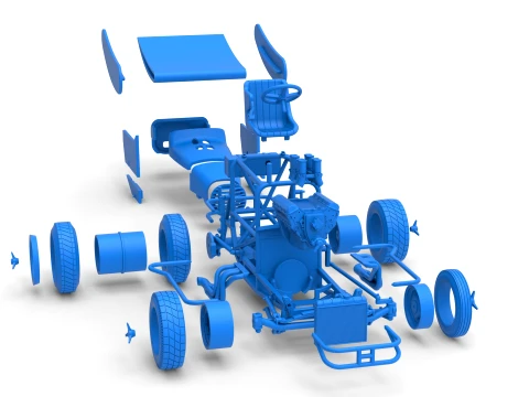 Vintage Winged Supermodified stock car for Dirt Version 2 Scale 1 to 25 3D Print Model