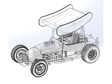Vintage Winged Supermodified stock car for Dirt Version 2 Scale 1 to 25 3D Print Model