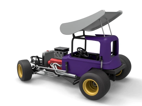 Vintage Winged Supermodified stock car for Dirt while turning Version 1 Scale 1 to 25 3D Print Model