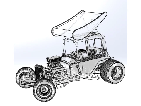 Vintage Winged Supermodified stock car for Dirt while turning Version 1 Scale 1 to 25 3D Print Model