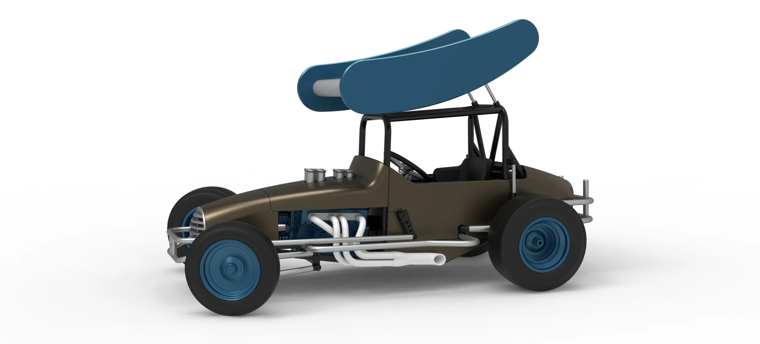 Vintage Winged Supermodified stock car for Dirt while turning Version 2 Scale 1 to 25 3D Print Model .c4d .max .obj .3ds .fbx .stl .blend