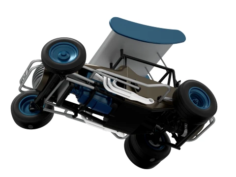 Vintage Winged Supermodified stock car for Dirt while turning Version 2 Scale 1 to 25 3D Print Model