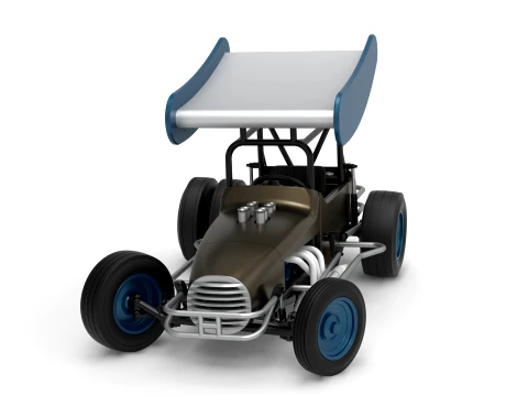 Vintage Winged Supermodified stock car for Dirt while turning Version 2 Scale 1 to 25 3D Print Model